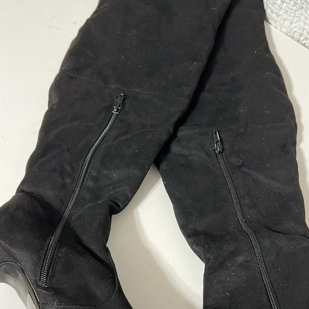 JC Womens Black Faux Suede Over The Knee Thigh High Stiletto Boots Size 7.5‎